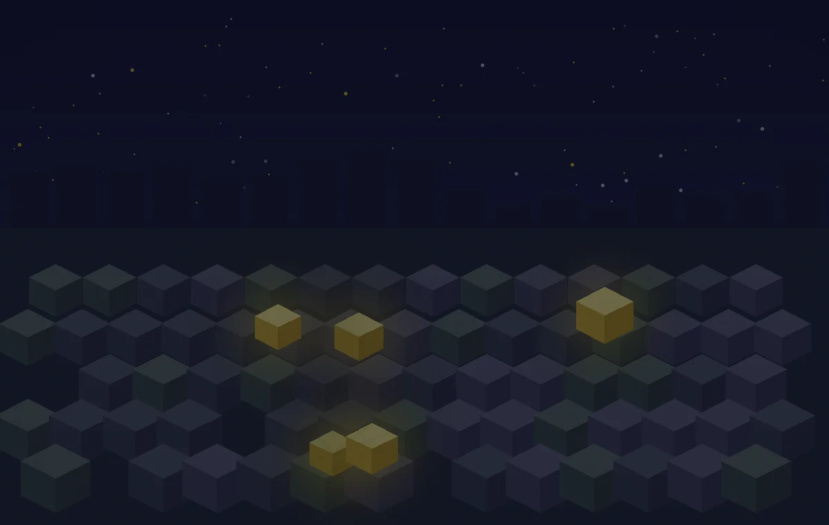 Starlight-themed voxel lighting scene